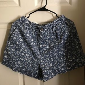 High waisted vintage paisley shorts